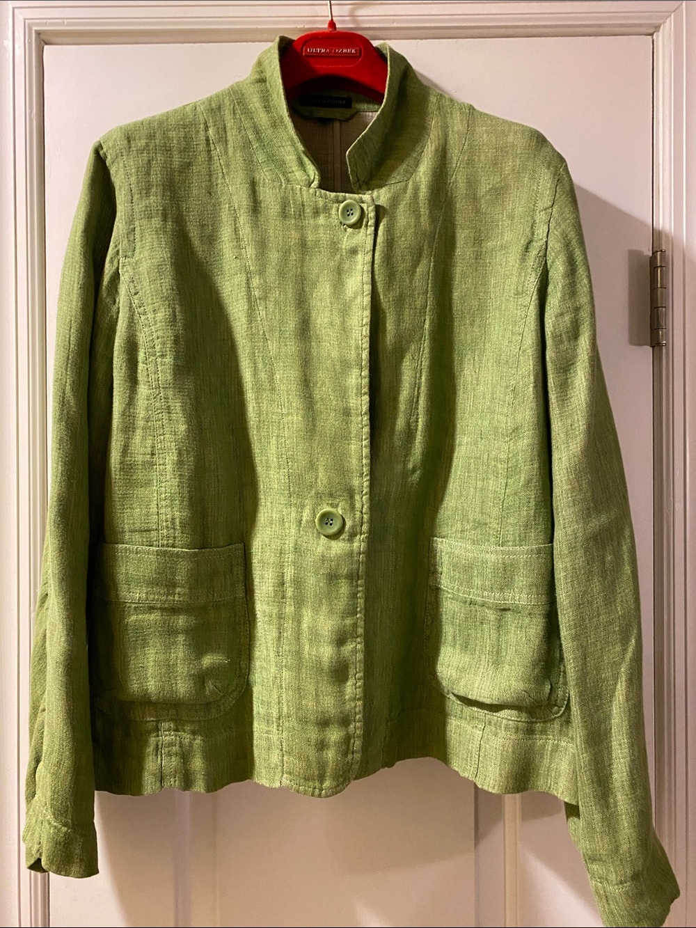 Eileen Fisher 💯 Linen Perfect Warm Weather Stand Up Color Jacket NWOT